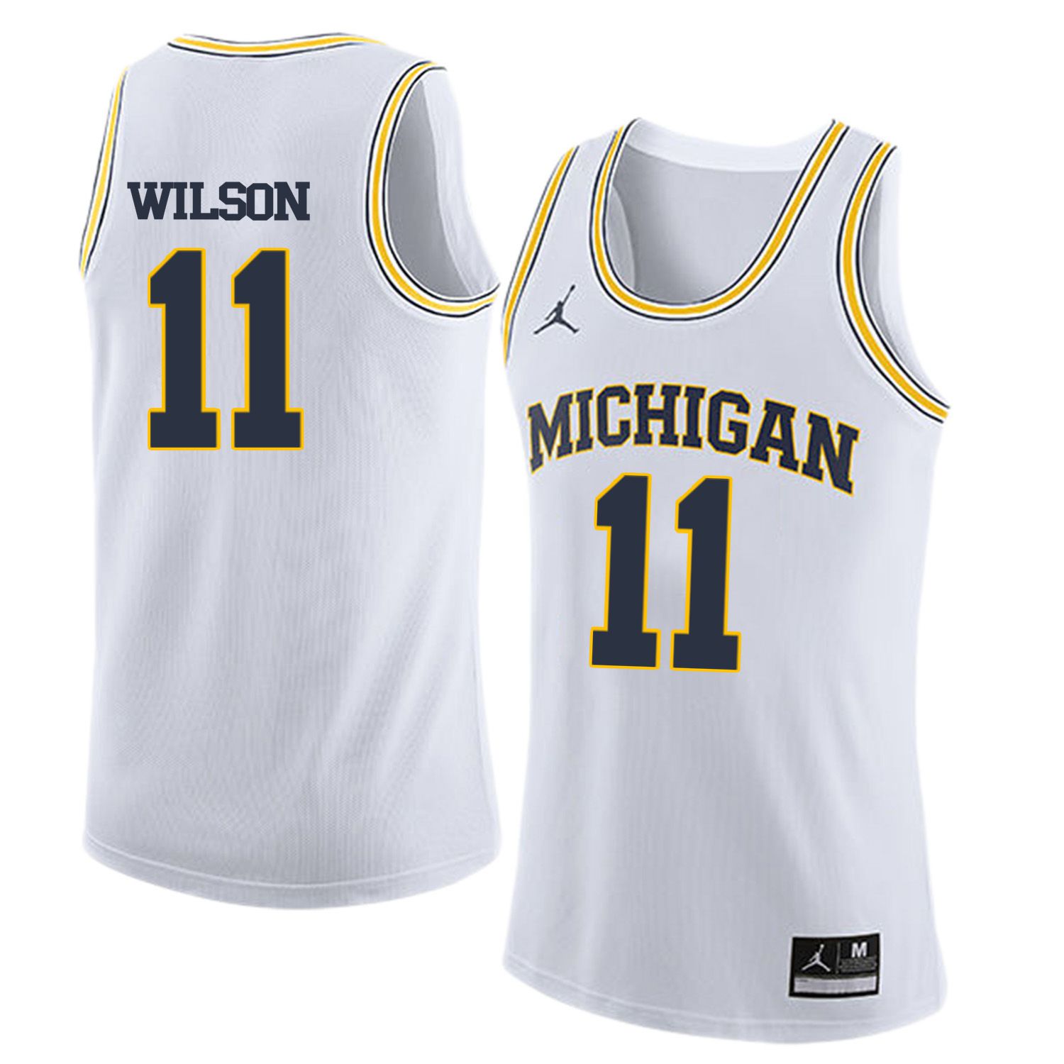Men Jordan University of Michigan Basketball White #11 Wilson Customized NCAA Jerseys->customized ncaa jersey->Custom Jersey